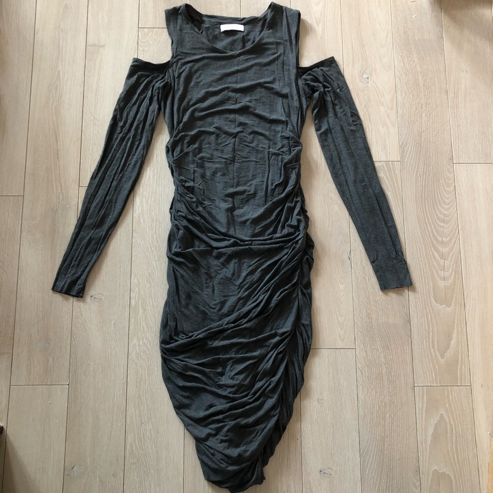 Anthropologie Bailey 44 Cold Shoulder Midi Dress in Grey Size L